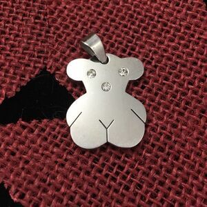 Vintage Designer Inspired Edforce Stainless Steel CZ Bear Pendant